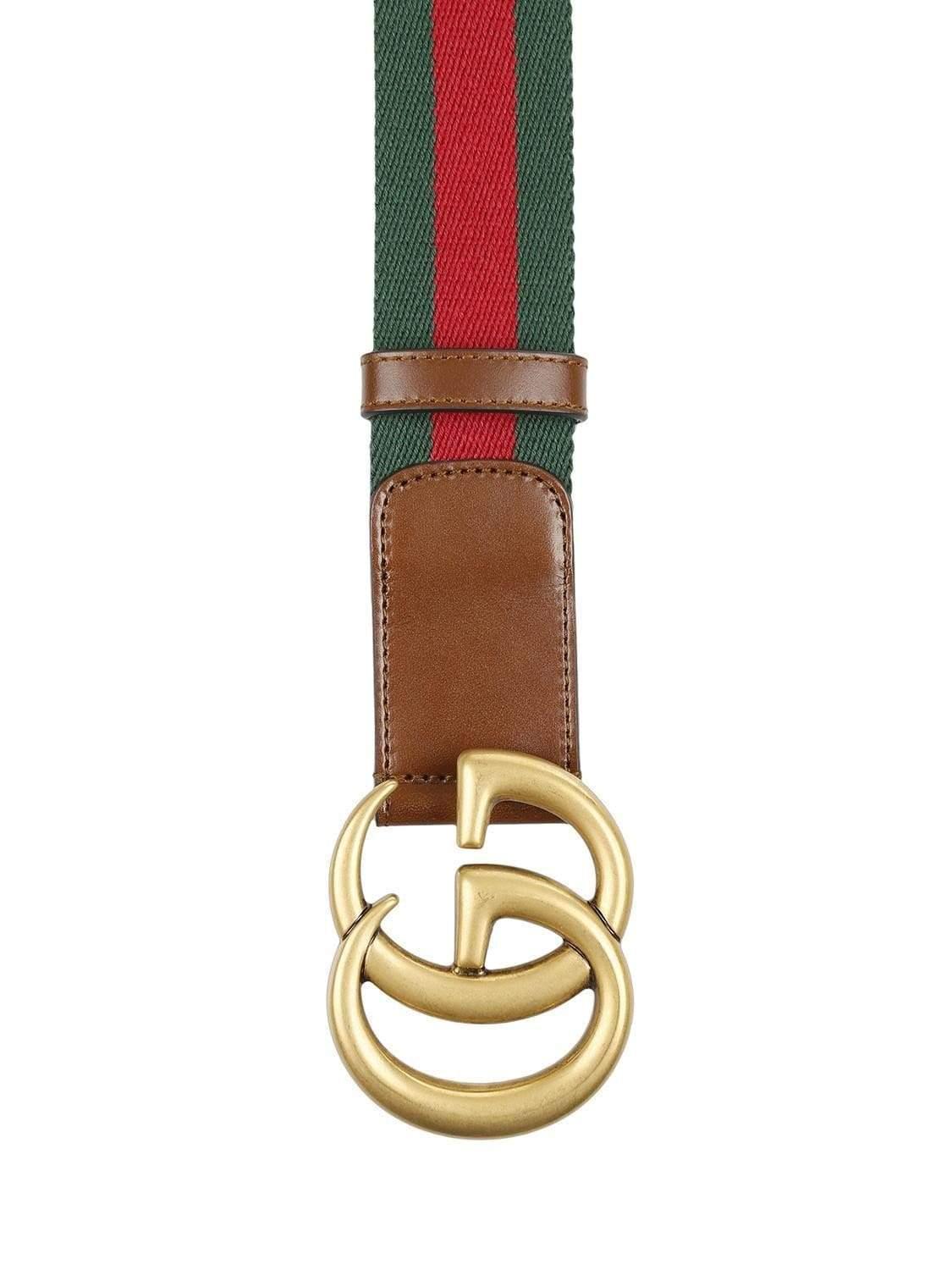 Gucci Leather Fabric Belt With Web 