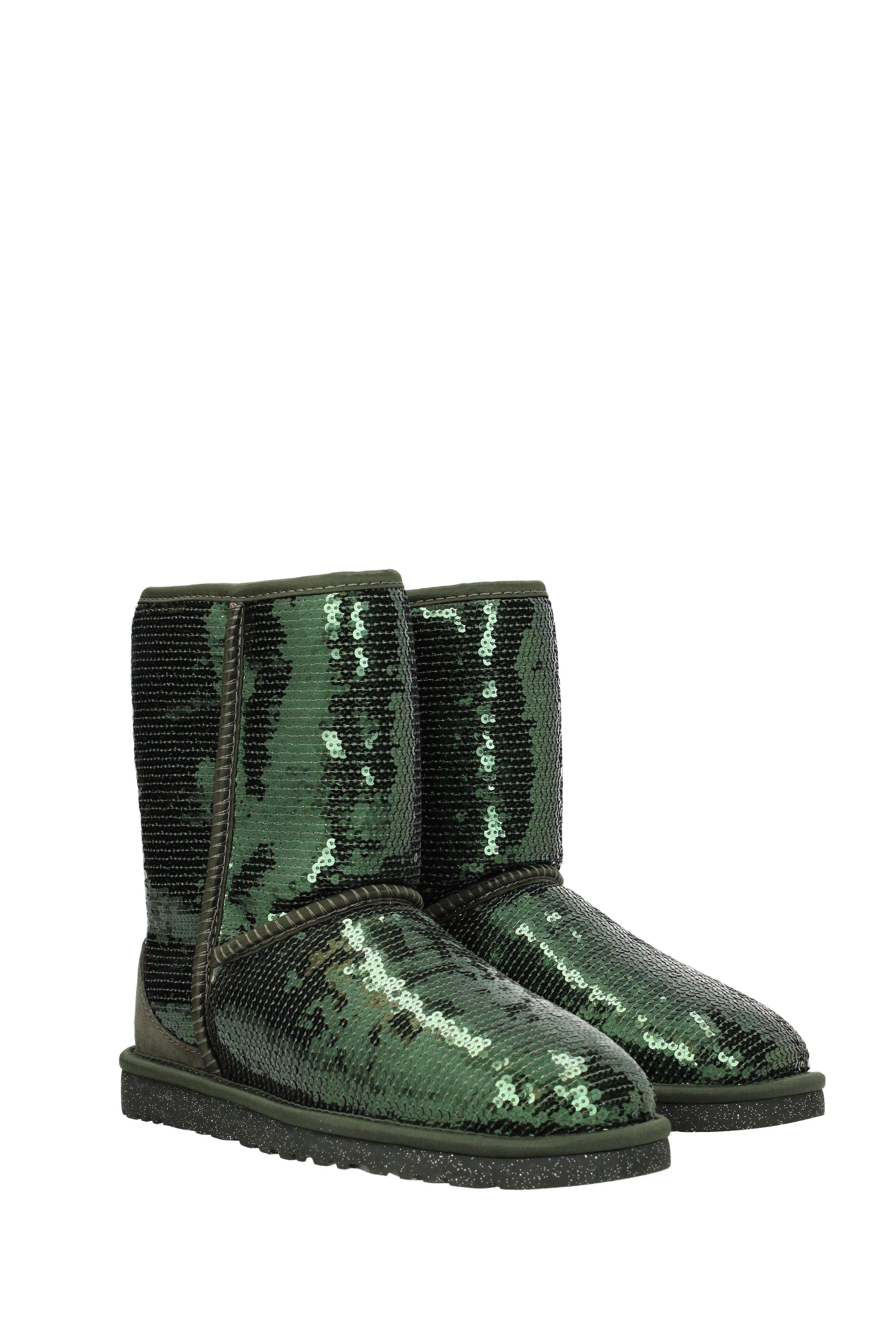 UGG Fur Ankle Boots Sparkles Woman Green Lyst