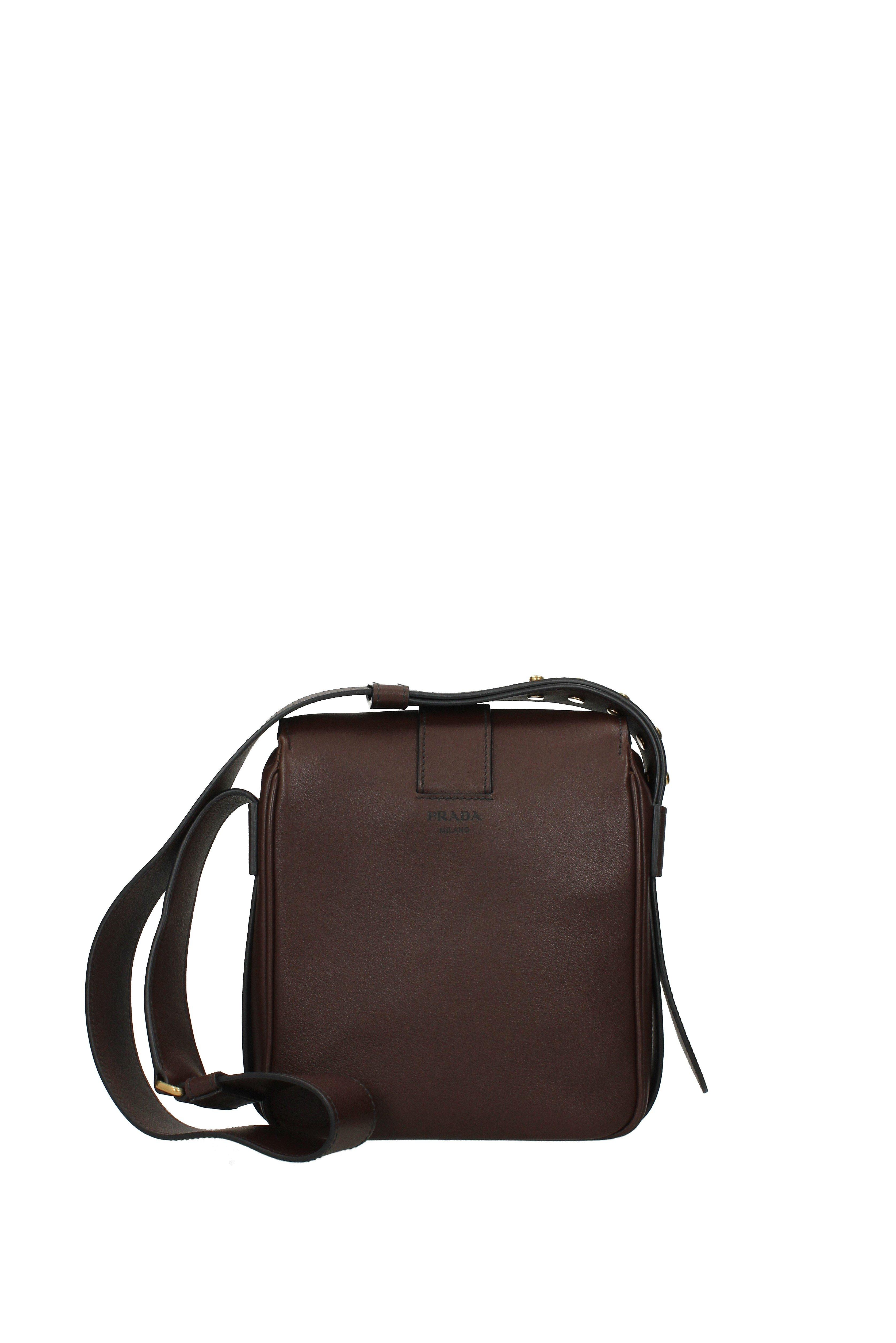 Prada Leather Crossbody Bag Men Brown for Men | Lyst