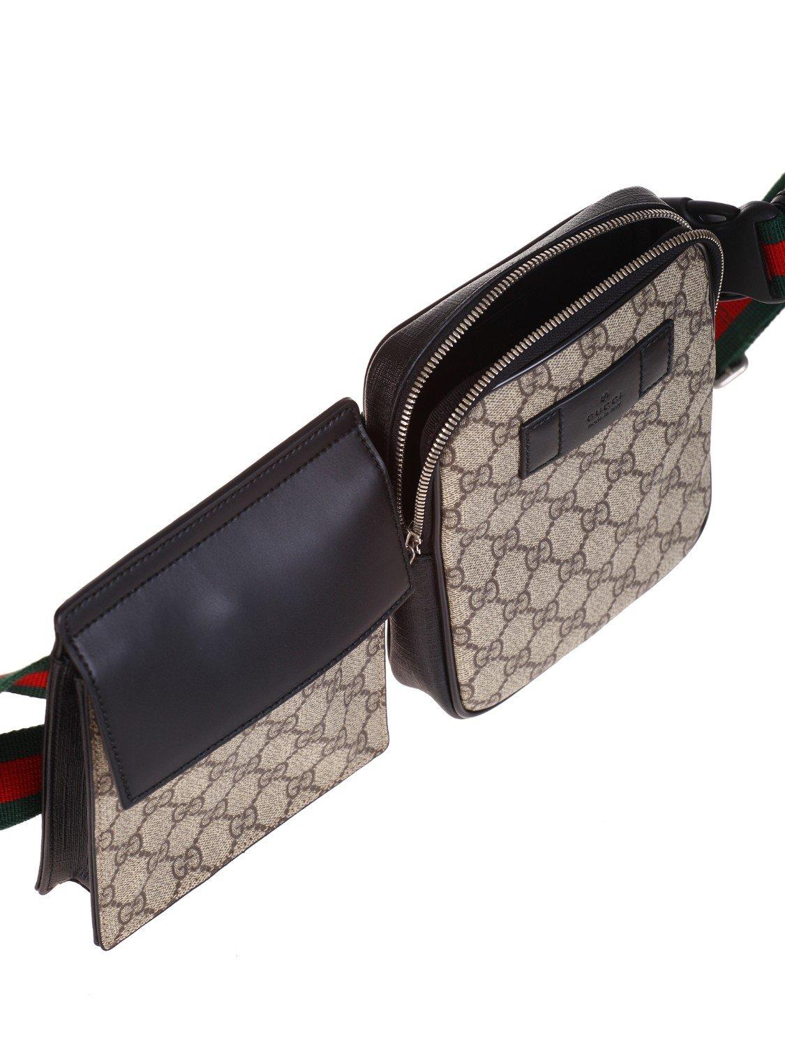 Gucci Leather Baby Carrier With Double Envelope In Beige And Ebony Gg