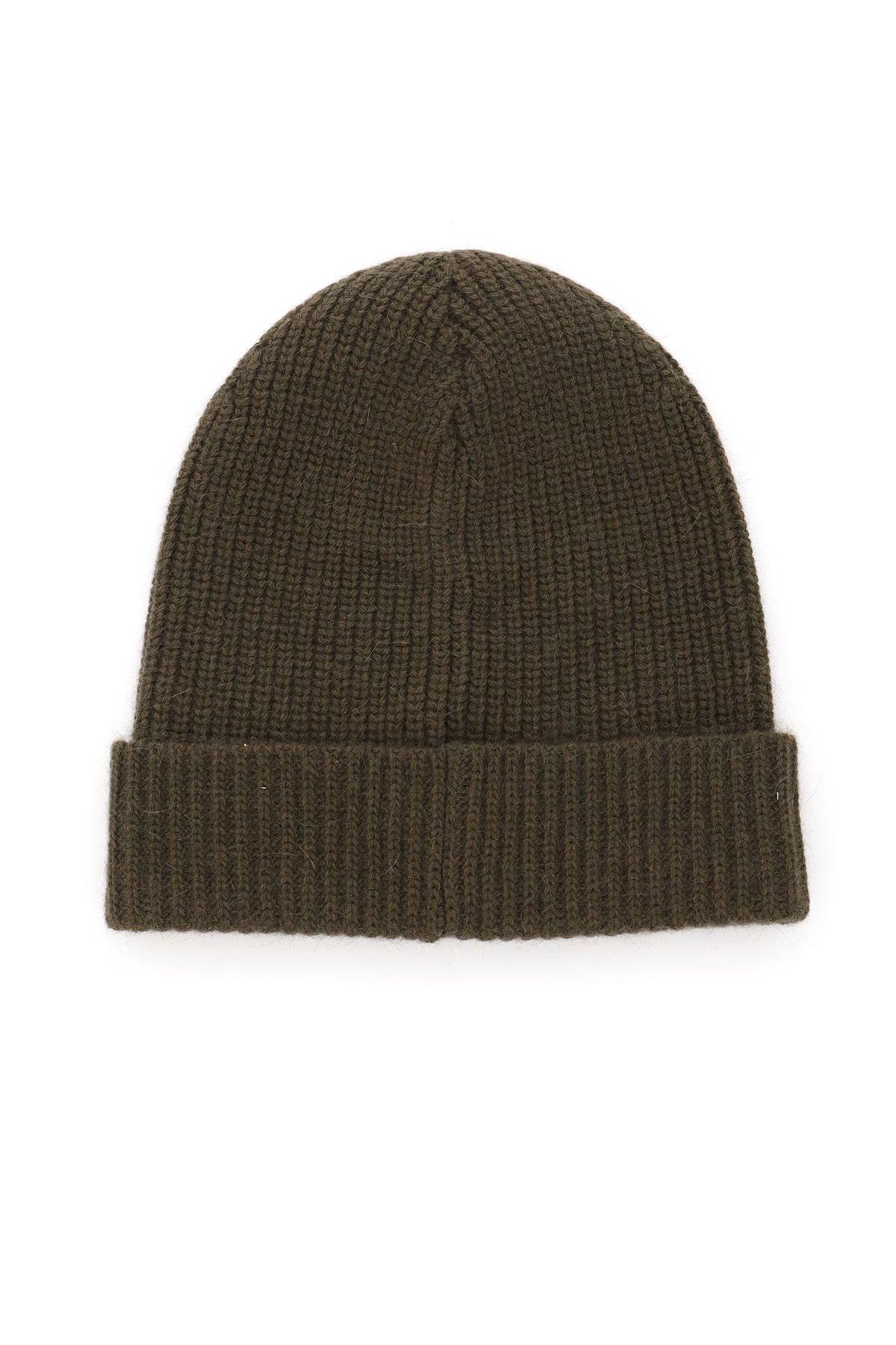 Celine Wool Logo Beanie Hat in Khaki 