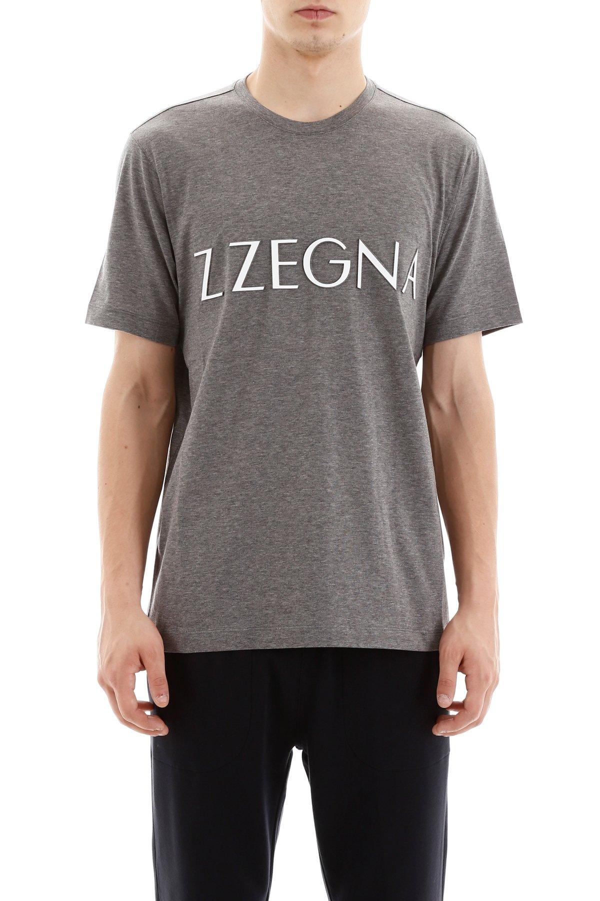 Z Zegna Cotton Logo Tshirt in Gray for Men Lyst