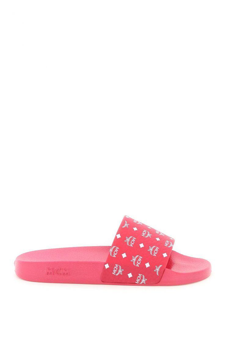mcm powder pink slides