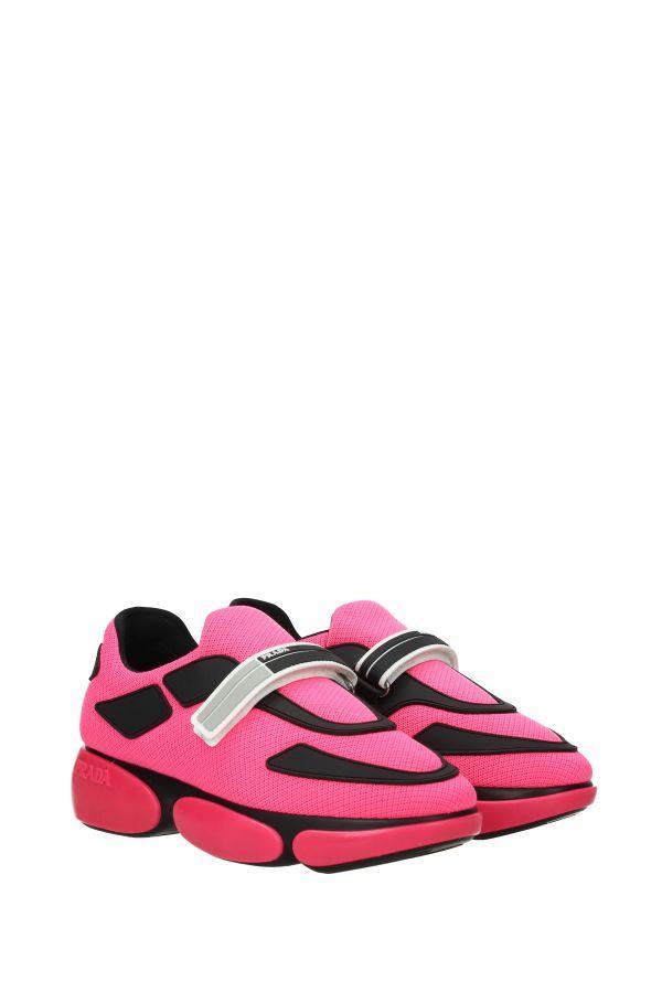Prada Leather Cloudbust Sneakers in Bright Pink (Pink) | Lyst