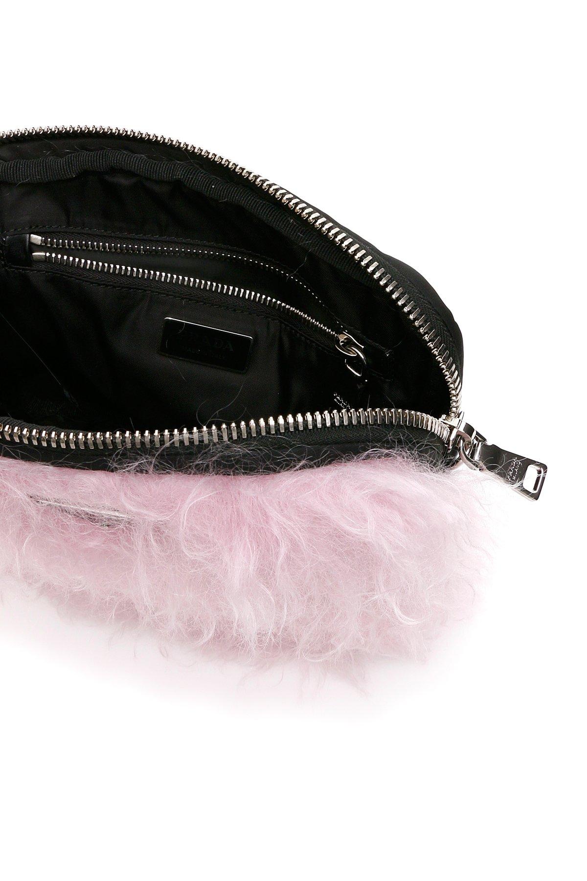 Prada Furry Mini Bag in Black,Pink (Pink) - Lyst