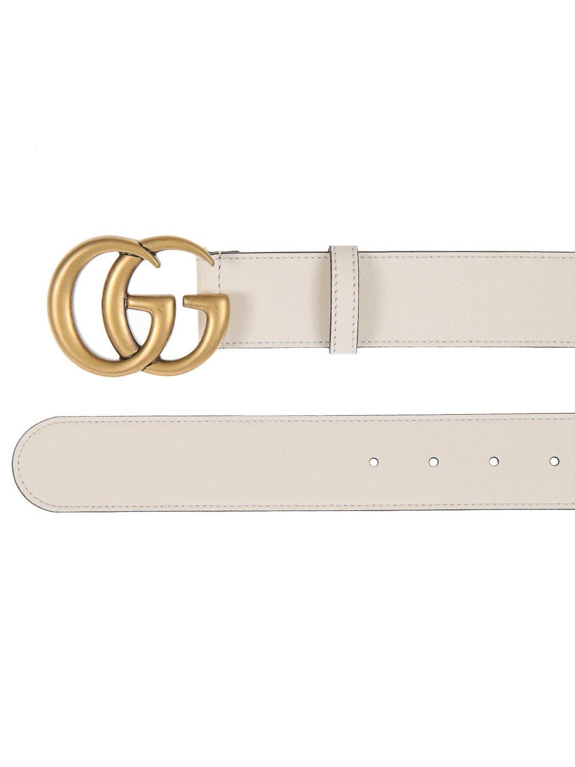 Gucci White Leather Belt With Double G Buckle - Lyst