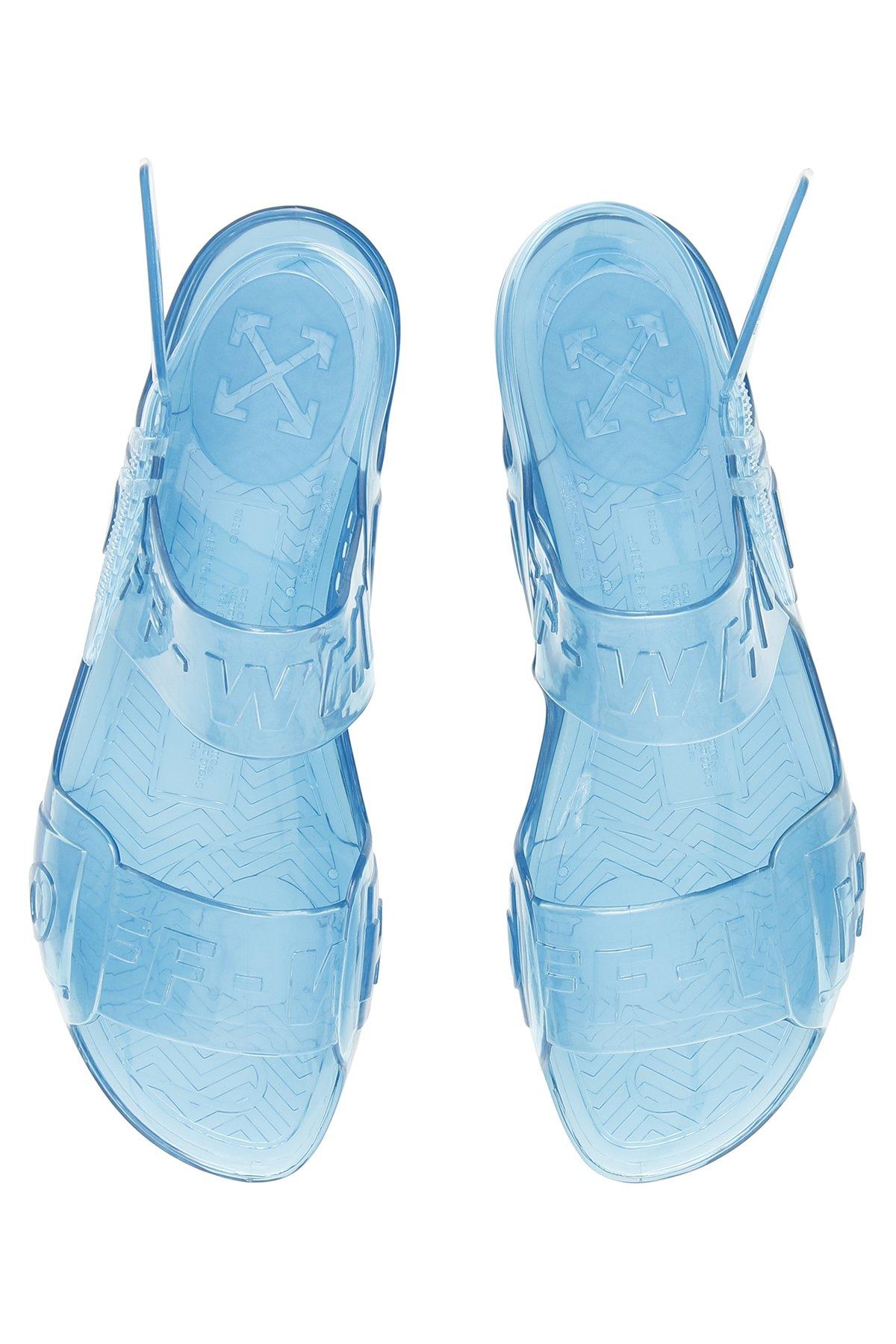 off white jelly sandals blue