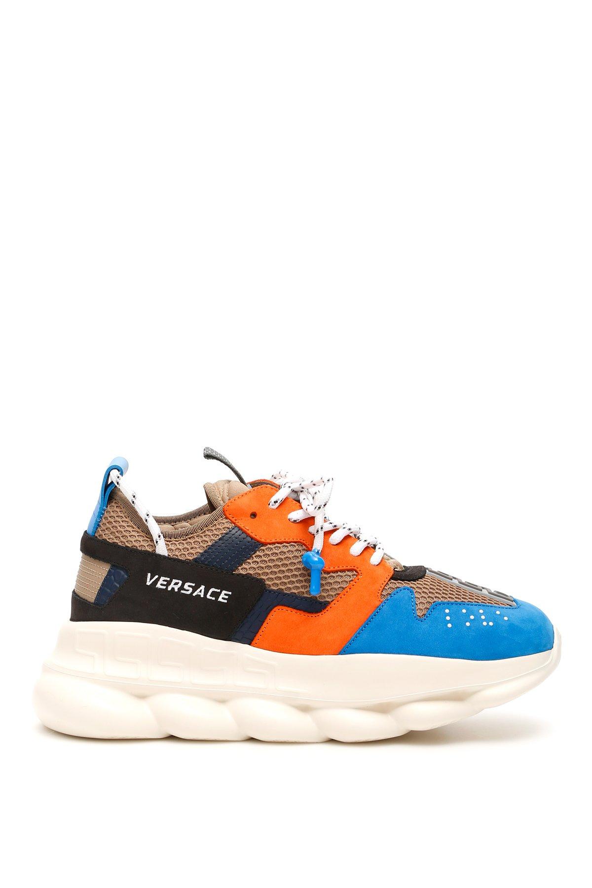 Versace Leather Chain Reaction Sneakers in Blue for Men - Save 25% - Lyst