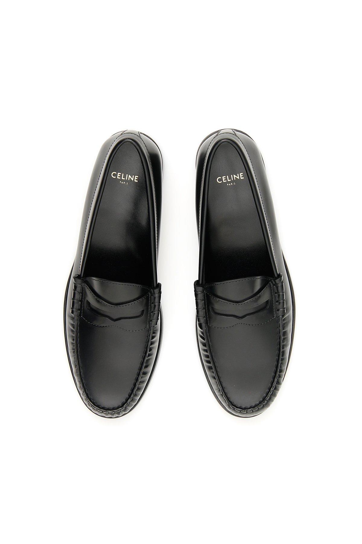 Celine Leather Luco Loafers in Black | Lyst