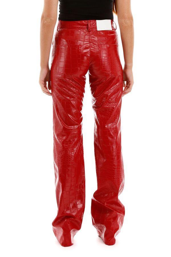 MSGM Croc-print Faux Leather Trousers 