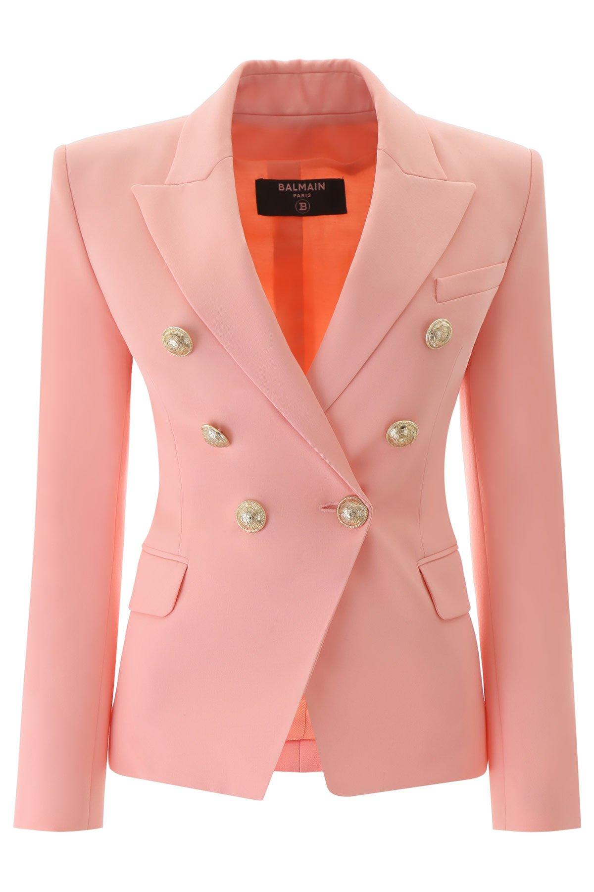Balmain Wool Blazer in Pink Lyst