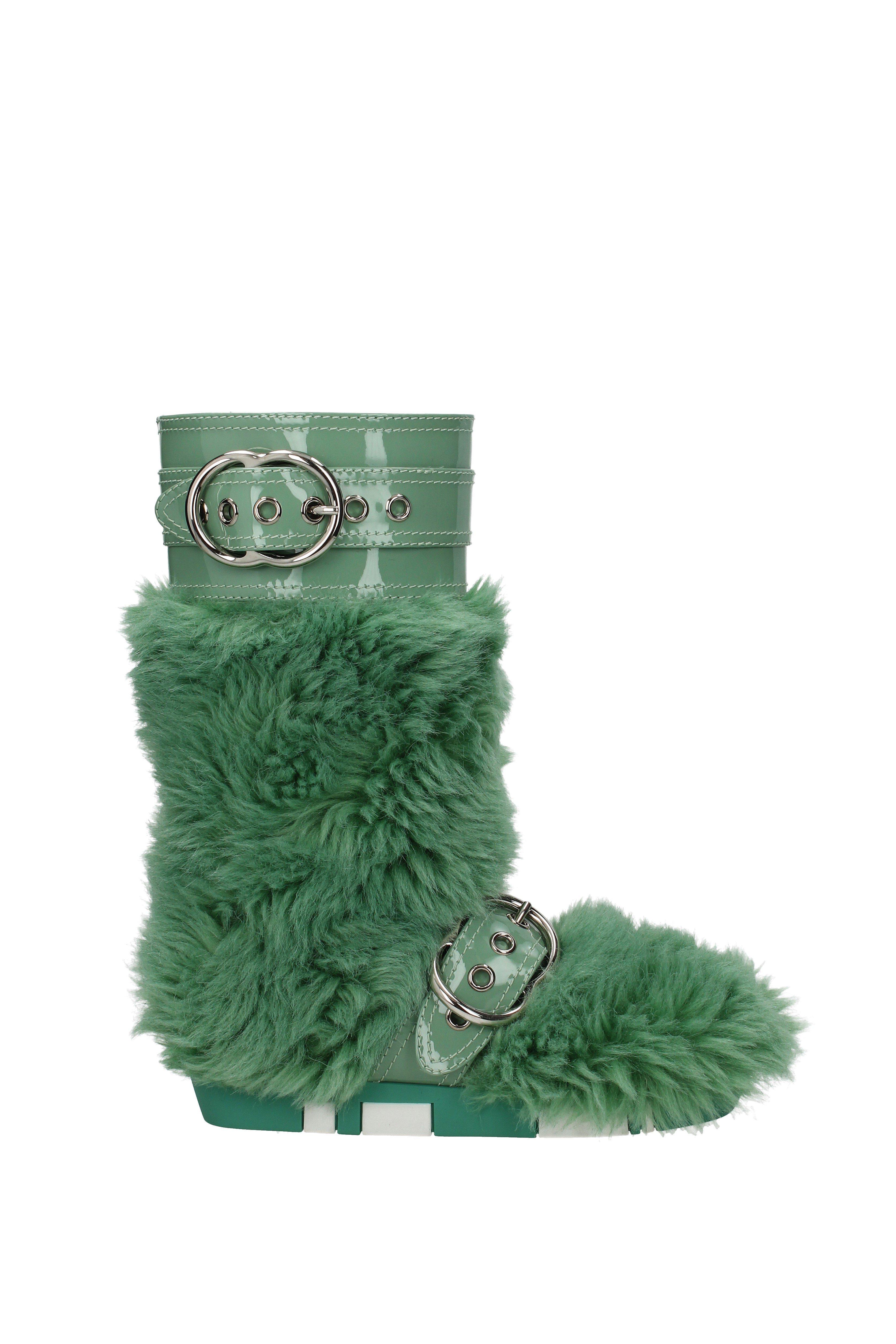 green fuzzy boots