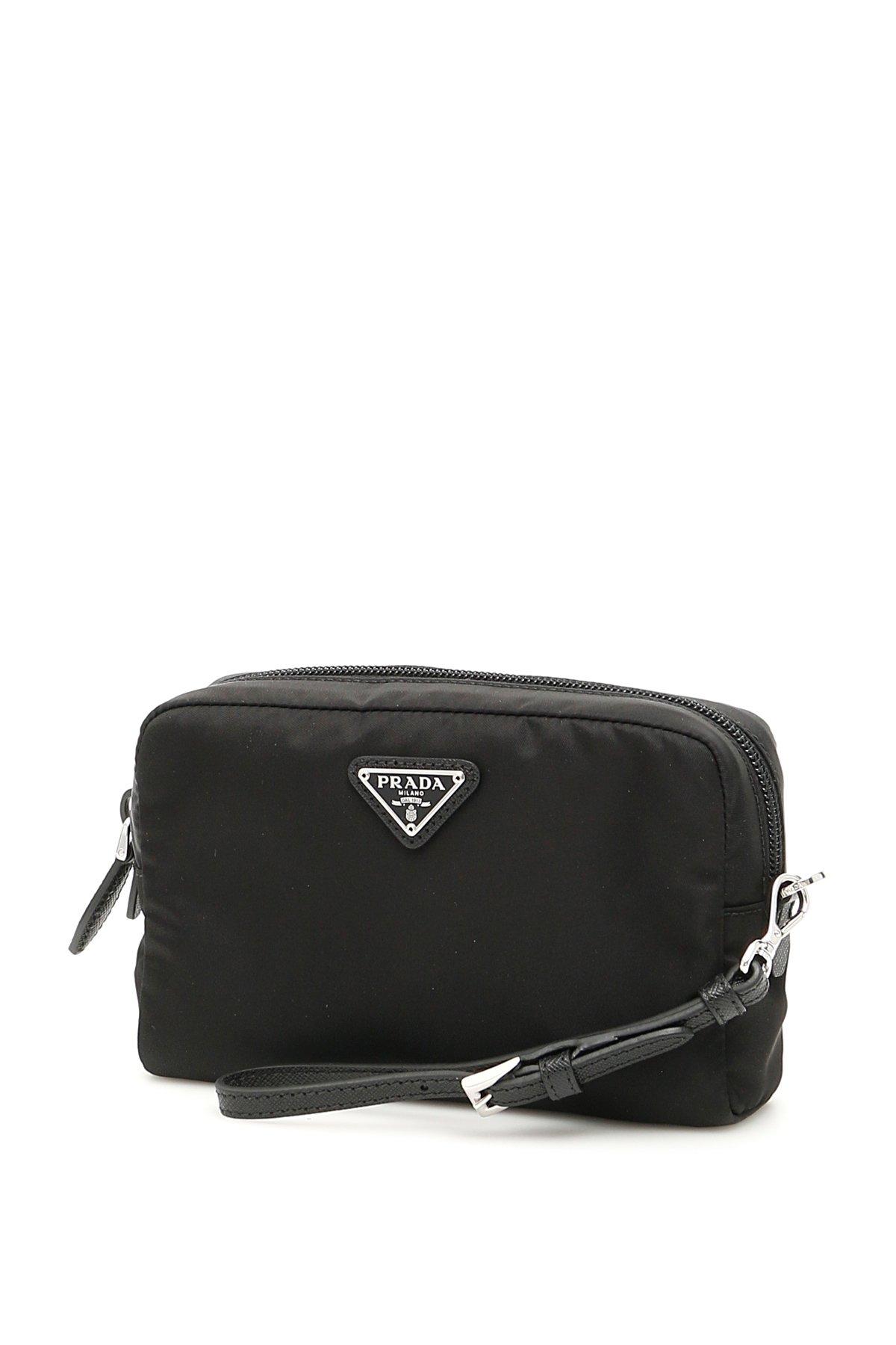 Prada Synthetic Nylon Pouch With Handle in Black - Lyst
