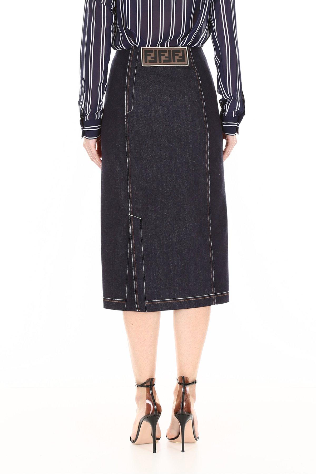 Fendi Denim Skirt in Blue - Lyst