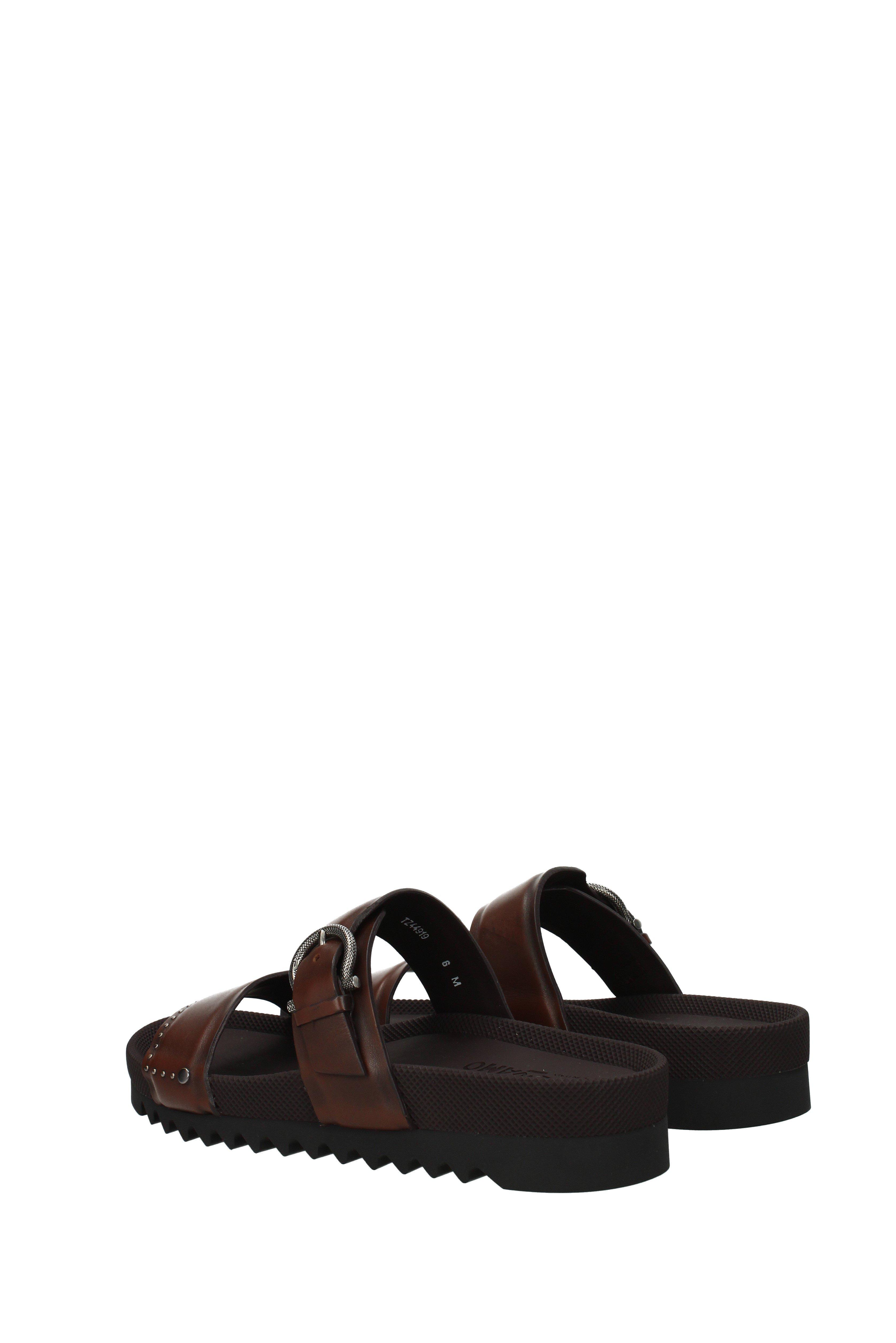 Ferragamo Leather Slippers And Clogs Fabiano in Brown for Men - Lyst