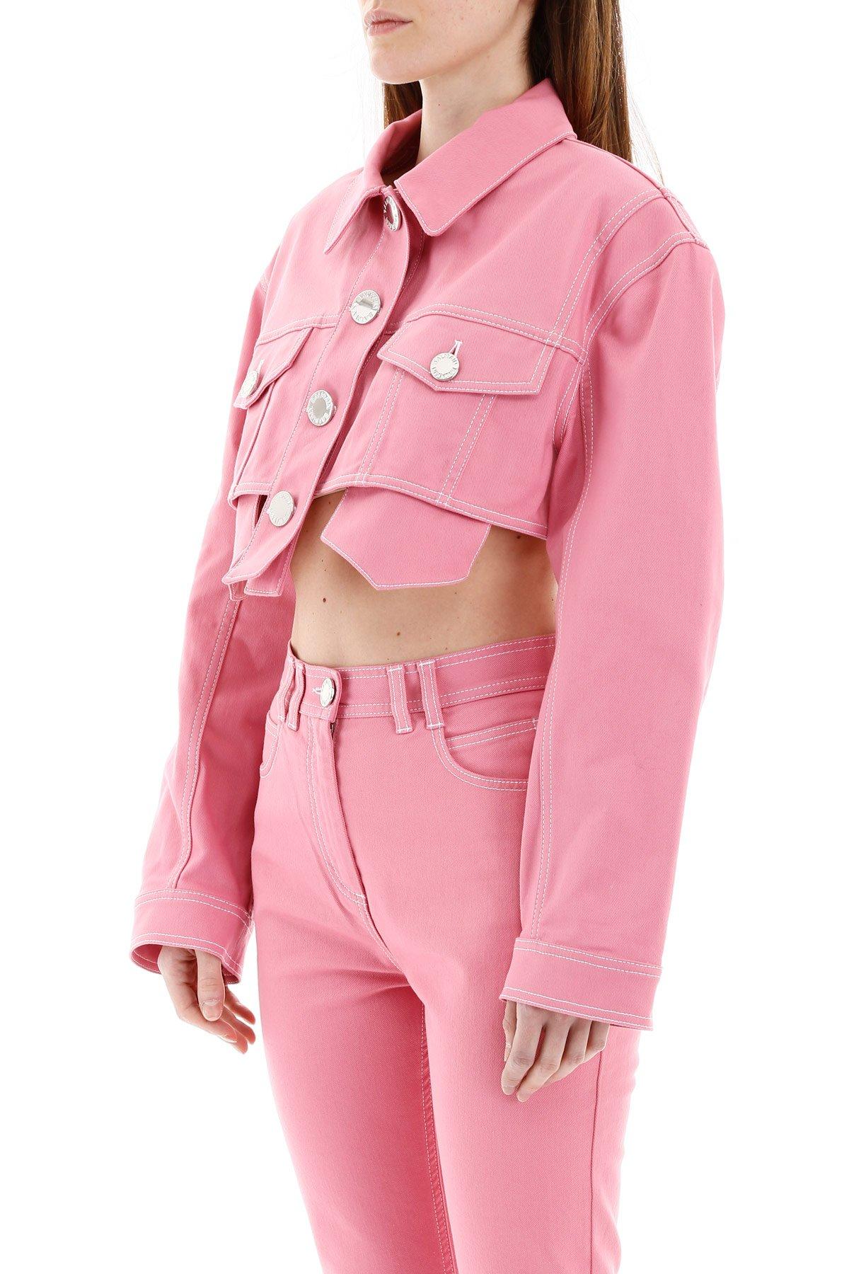 pink cropped jean jacket