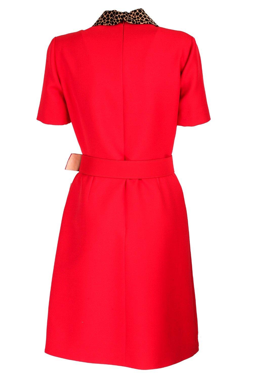 Gucci Wool Belt Dress With Double G in Red Lyst