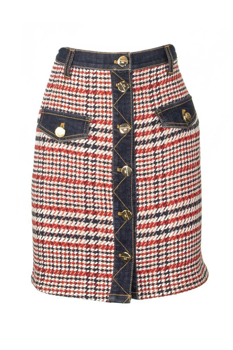 Elisabetta Franchi Tweed Contrast Mini Skirt in Blue - Save 36% - Lyst