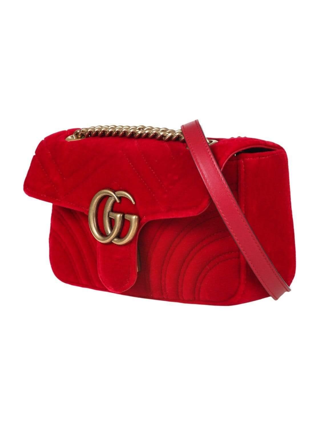 red gucci velvet bag