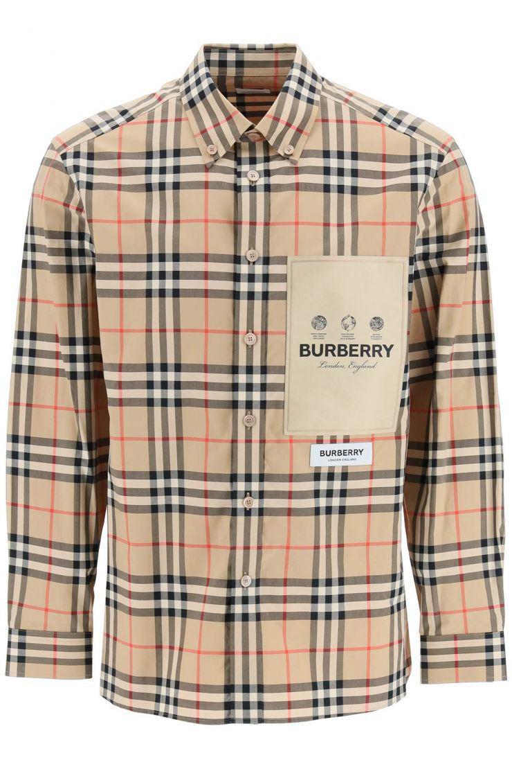 Burberry Cotton Vintage Check Shirt With Appliques in Beige (Natural) for  Men | Lyst