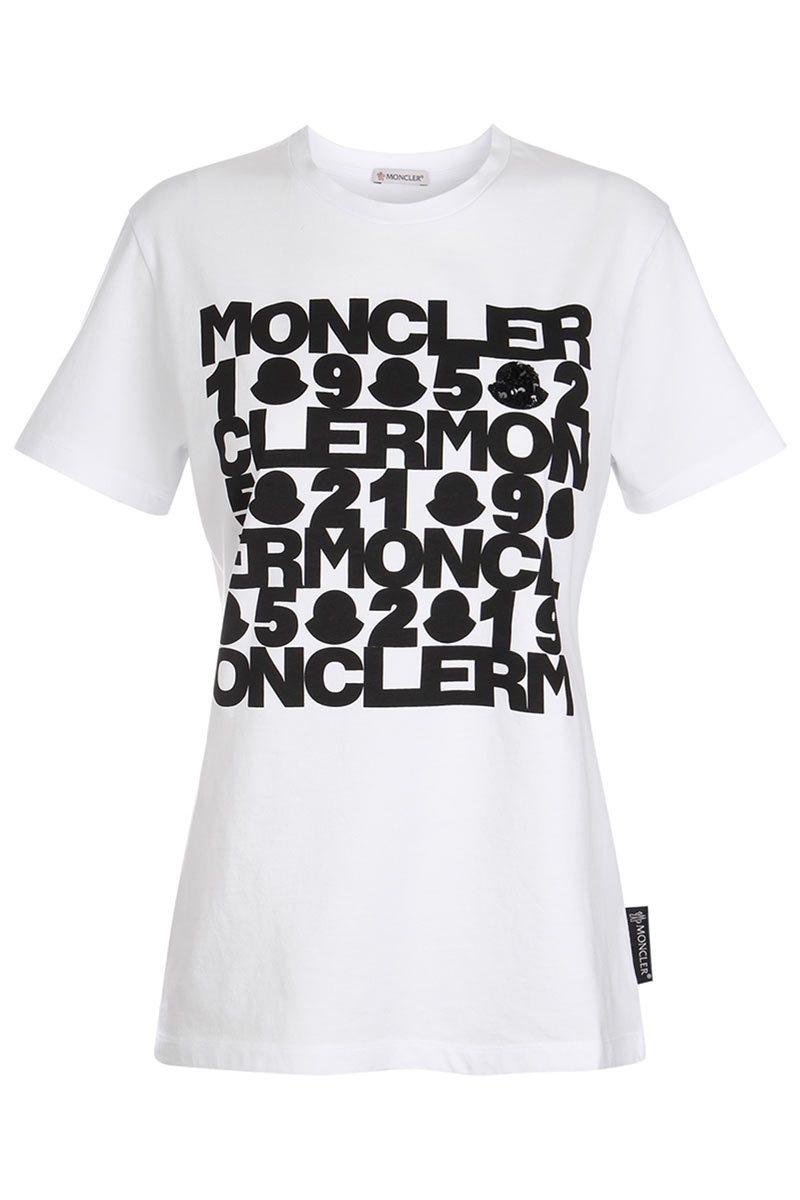 Moncler Camiseta Logo Cuello Redondo in White - Lyst