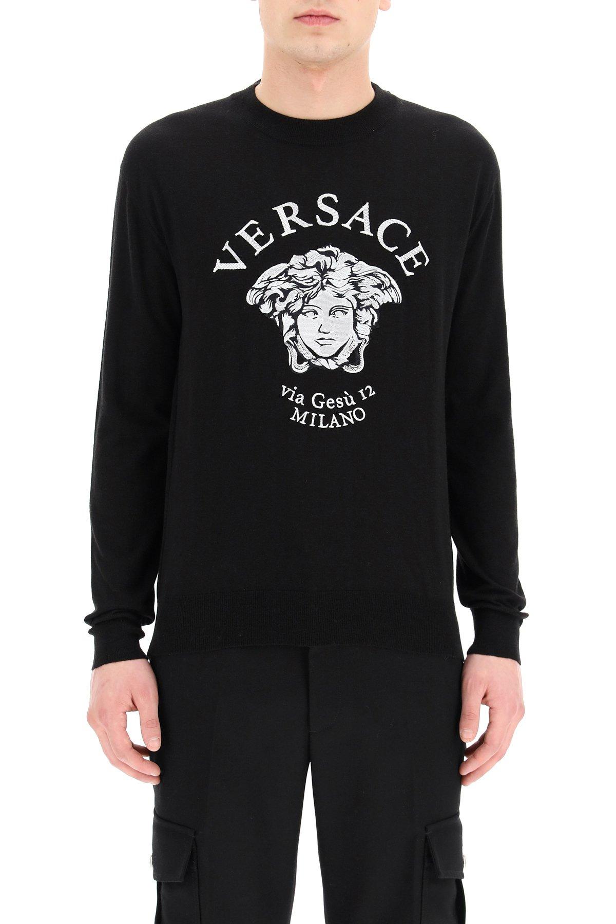 Versace Cotton Sweater Medusa Via Gesù 12 in Black for Men - Save 3% - Lyst