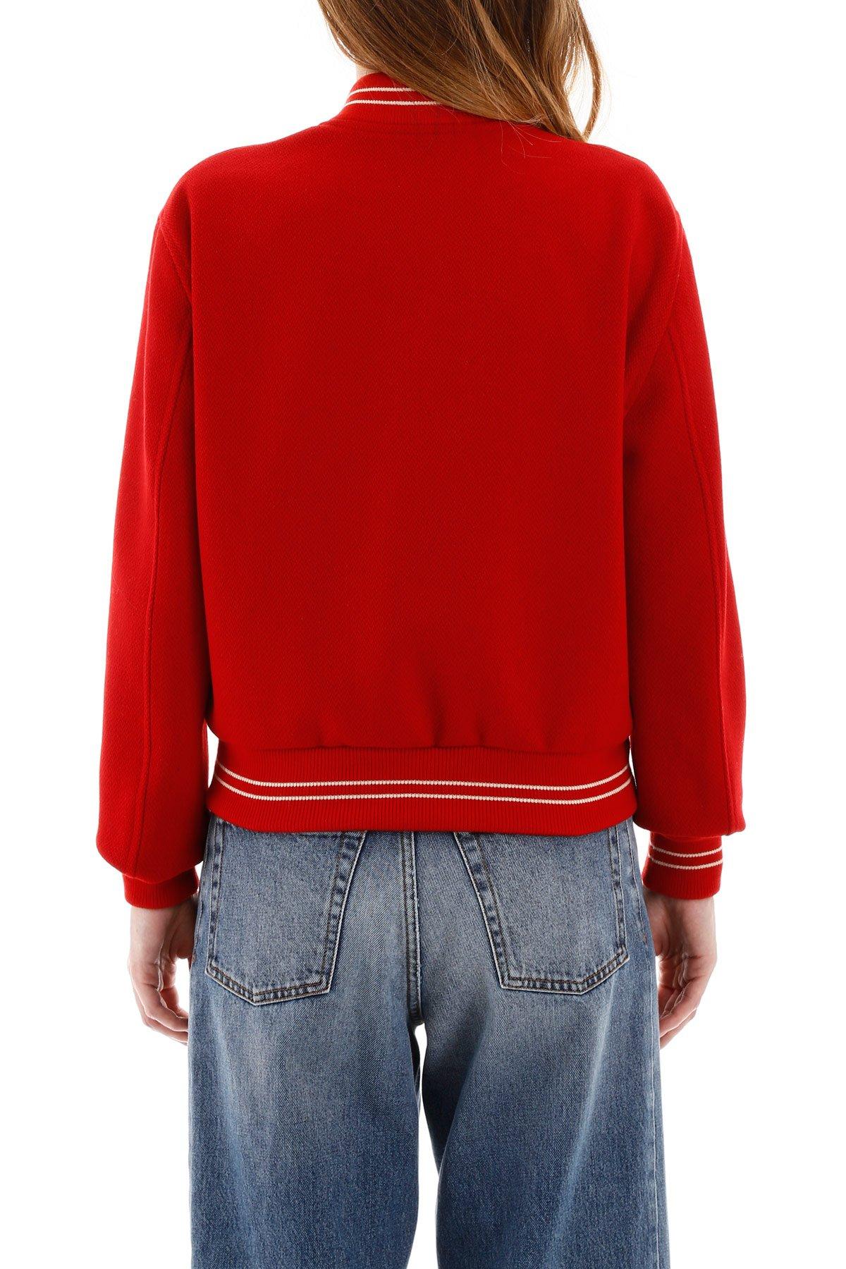 Celine Wool Logo Teddy Jacket in Red | Lyst Canada