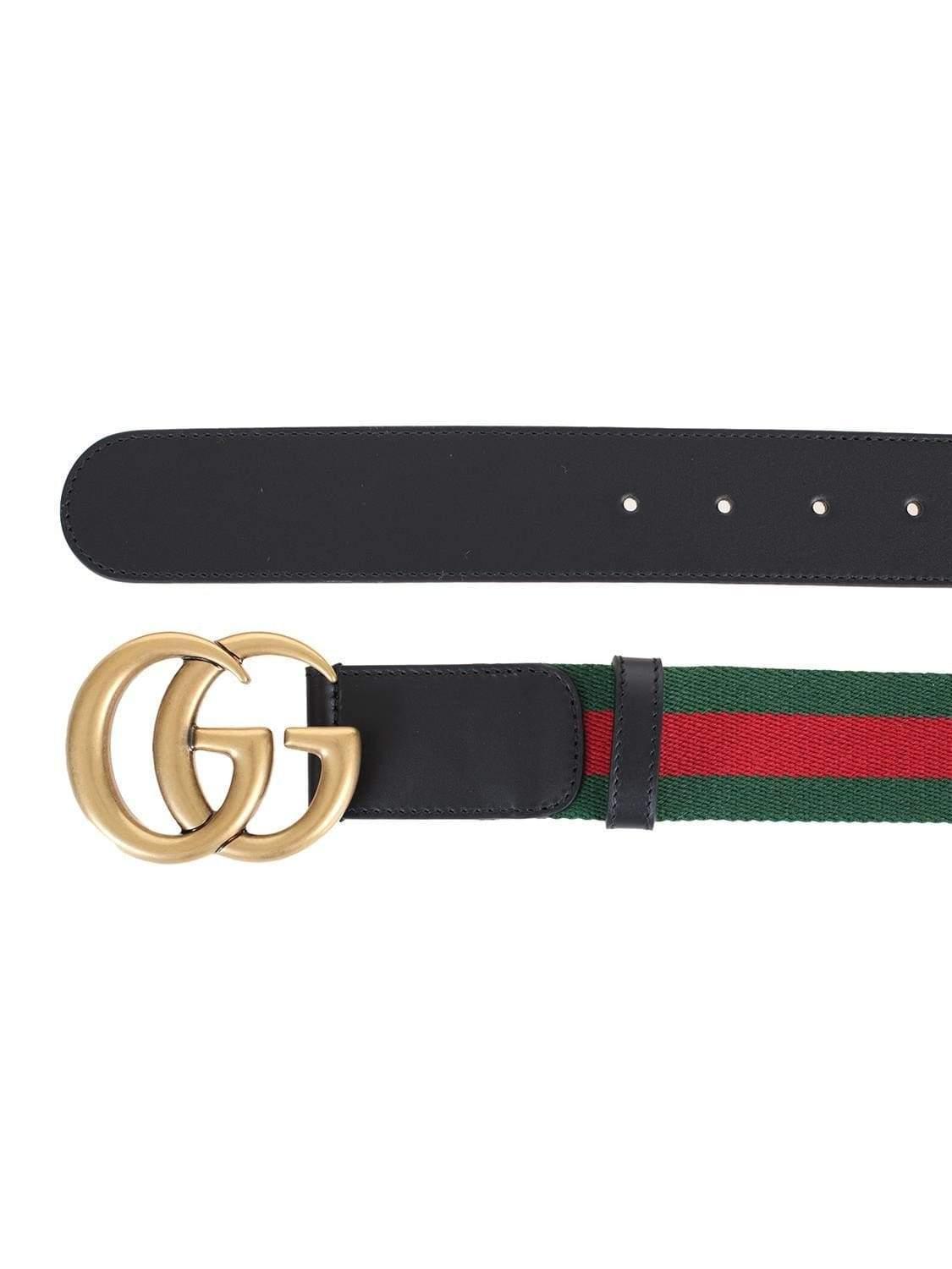 Leather Green & Web Gg Belt -