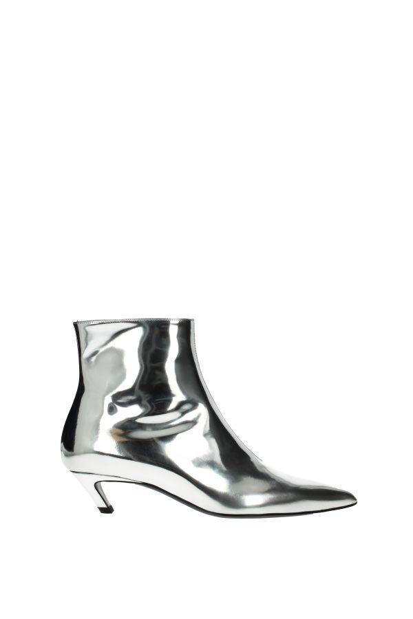 silver leather ankle boots