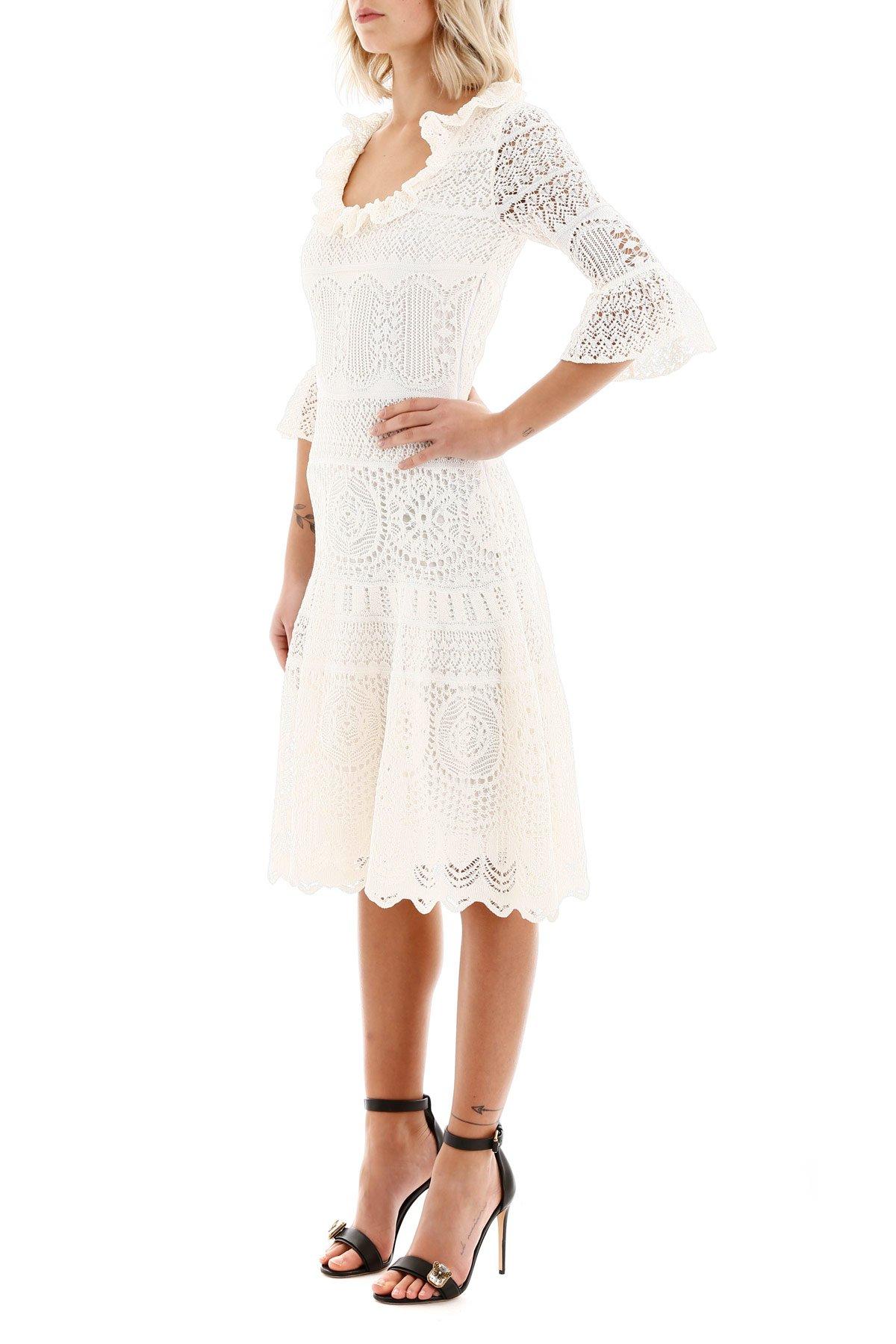 Alexander McQueen Lace Midi Dress in White - Lyst
