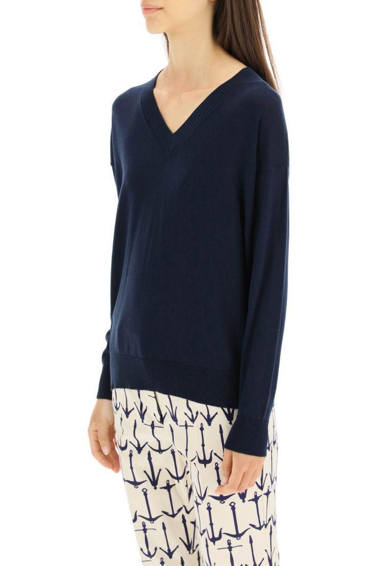 Weekend by Maxmara Martina Silk And Cotton Sweater in Blue - Save 10% | Lyst