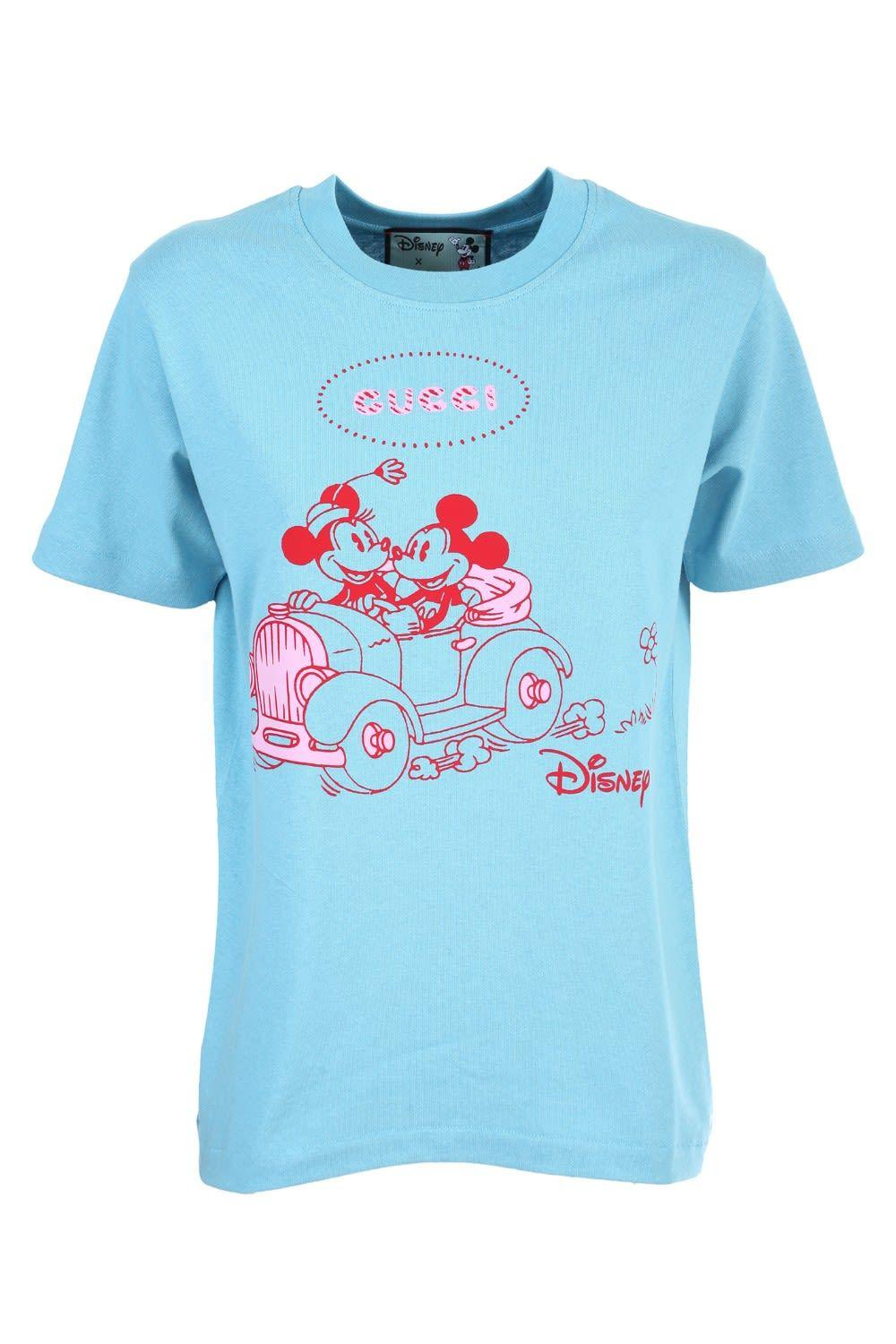 Gucci Mickey Mouse-print Cotton T-shirt in Light Blue (Blue) - Lyst