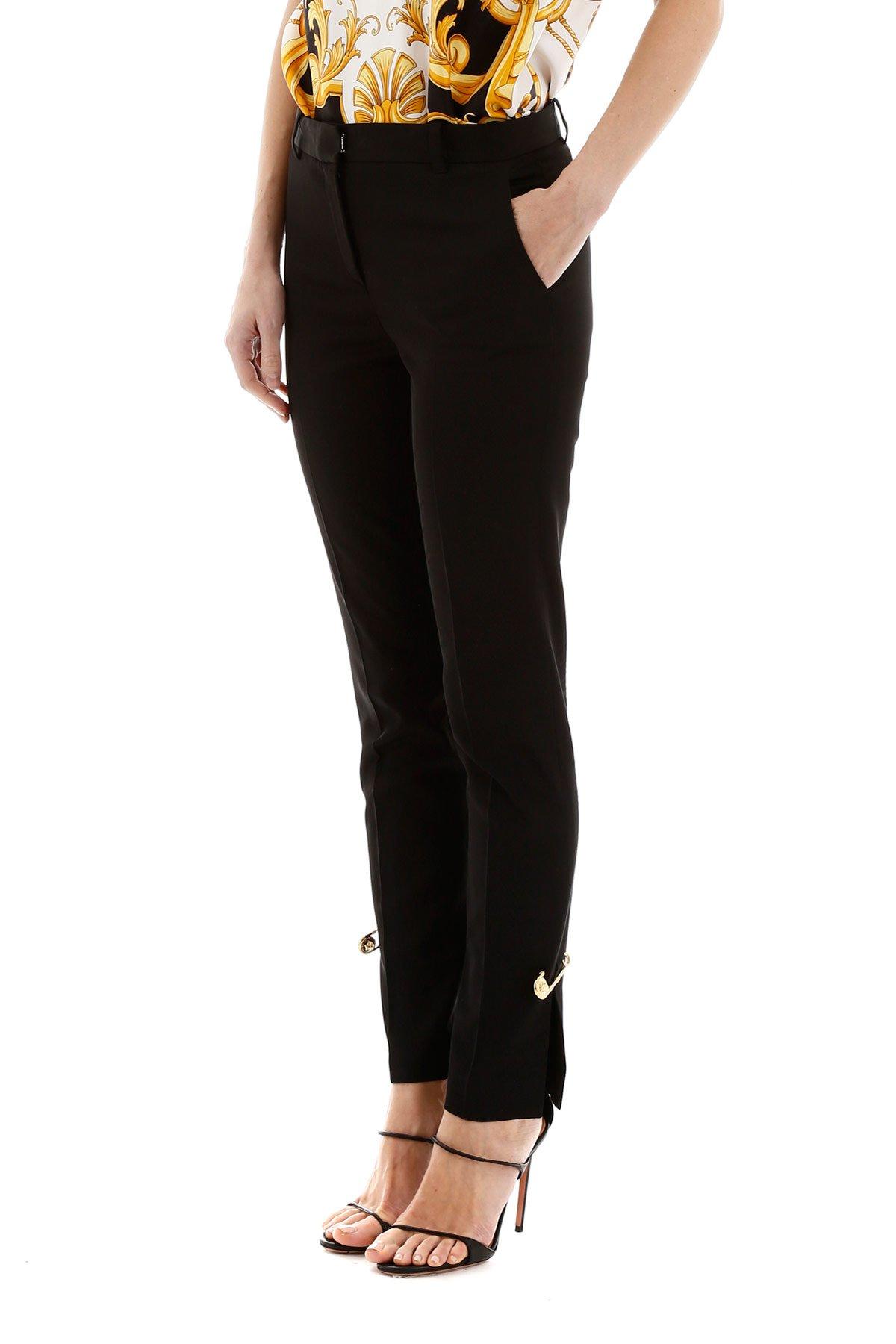 Versace Wool Safety Pin Trousers in Black - Save 2% - Lyst