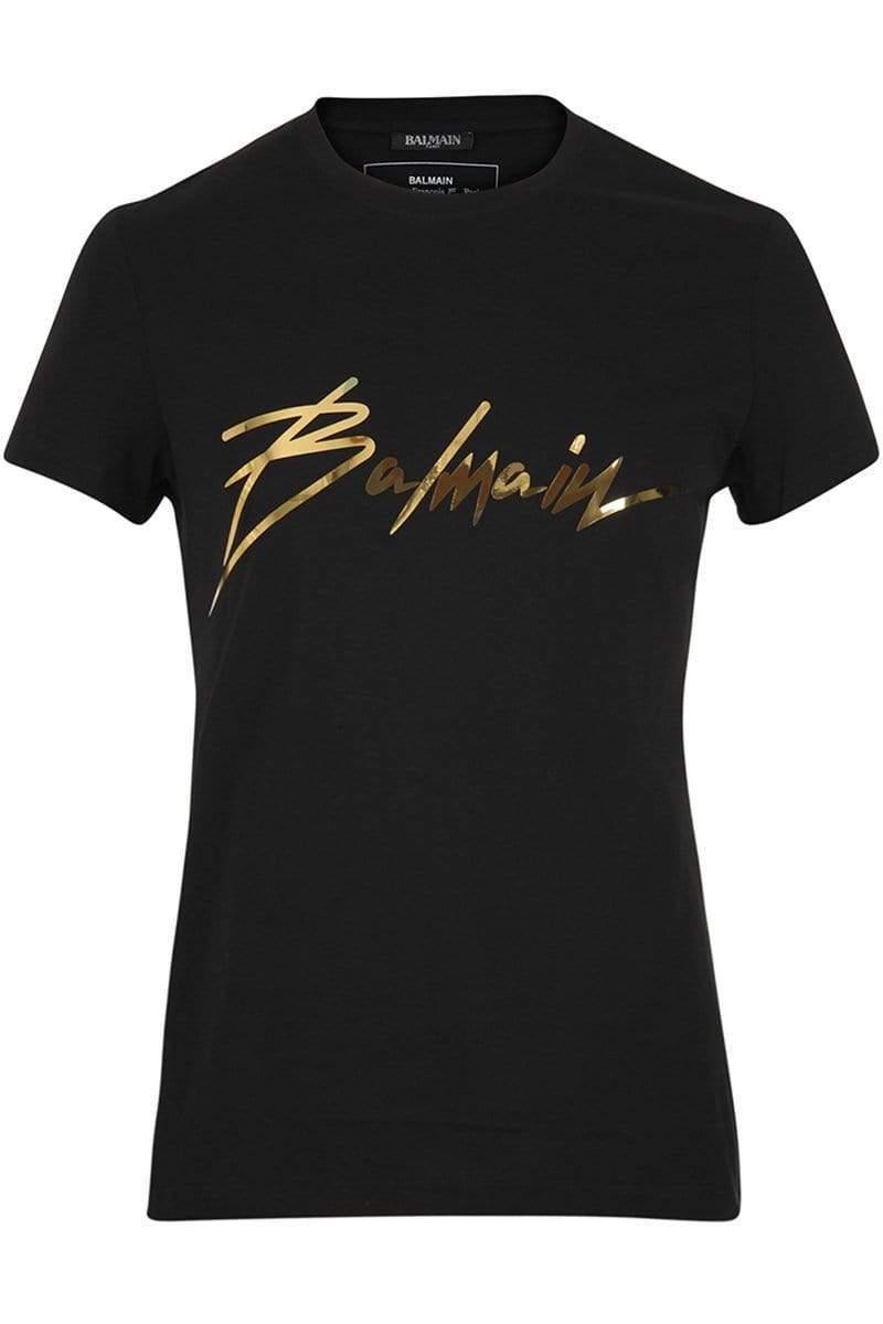 Balmain Signature Logo T-shirt in Black for Men - Lyst
