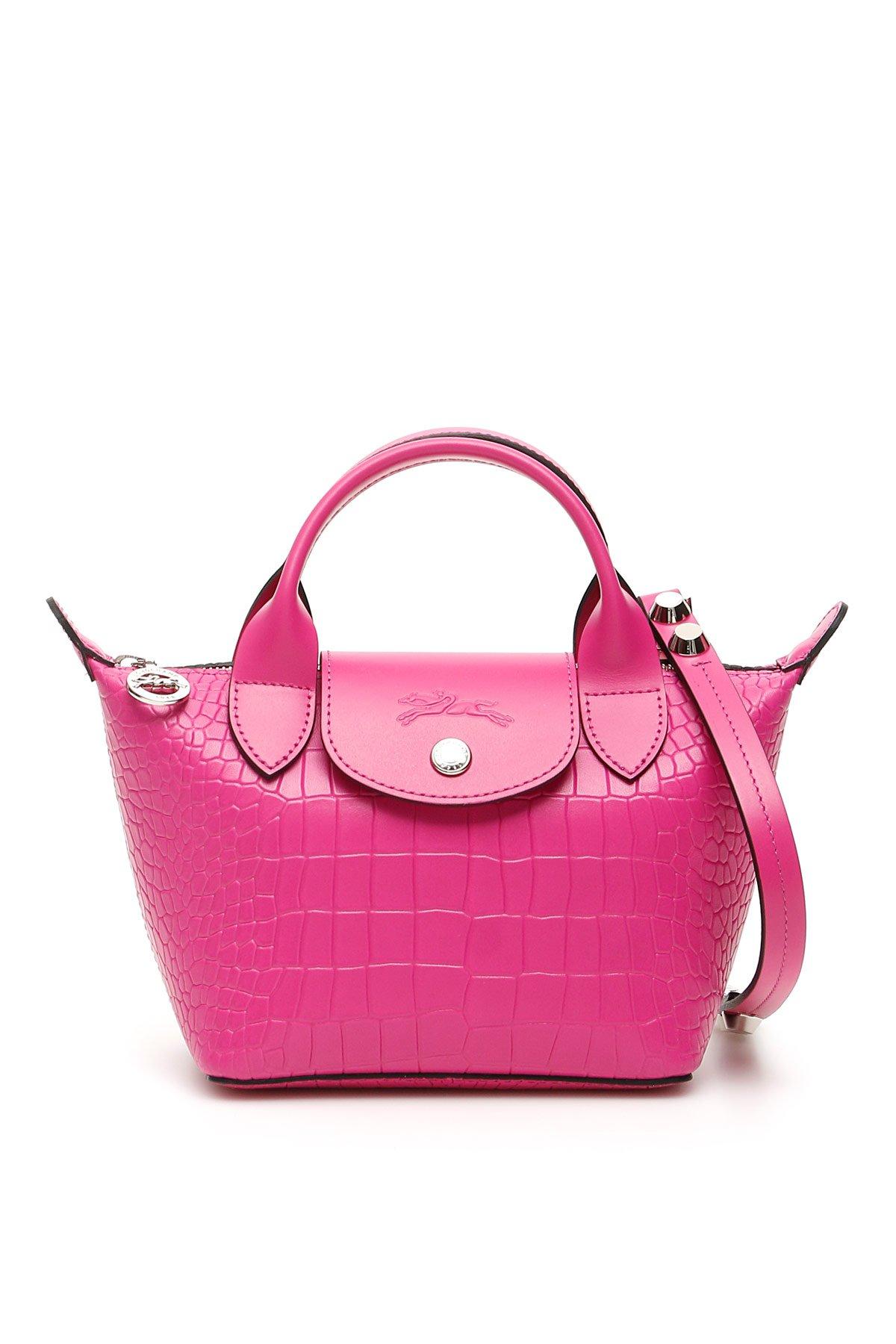 Longchamp Leather Le Pliage Cuir Croco Print Mini Tote in Pink Lyst