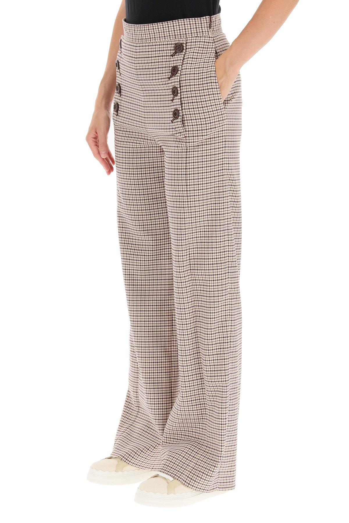Sailor houndstooth check trousers in Multicolor, Houndstooth Pattern