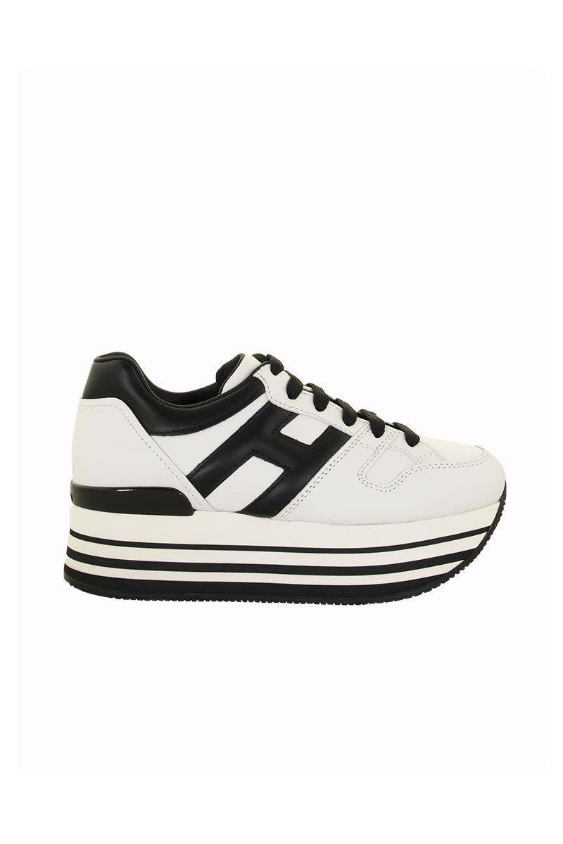 Hogan Maxi H222 Black, White Leather Sneakers | Lyst