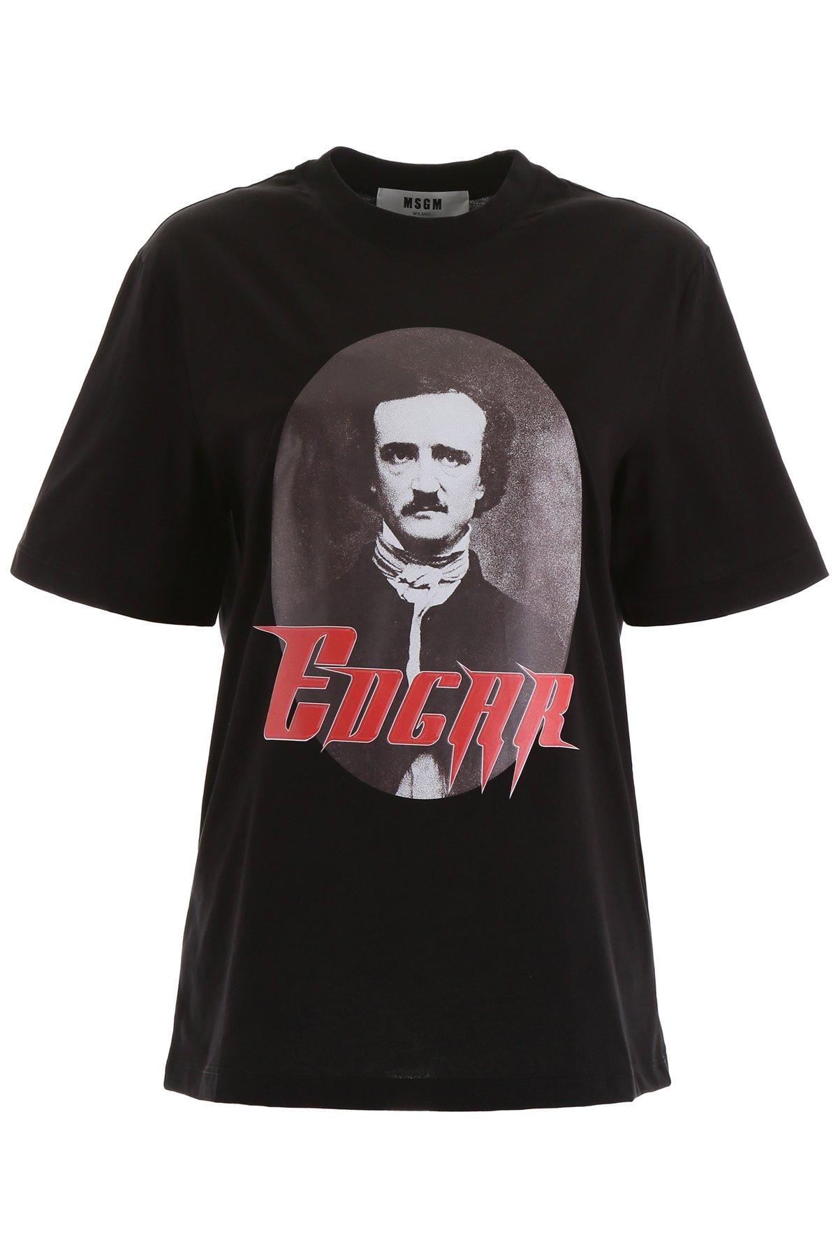 MSGM Cotton Edgar Allan Poe T-shirt in Black - Lyst