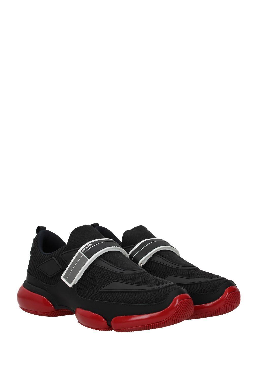 Prada Leather Black And Red Cloudbust Sneakers for Men - Lyst