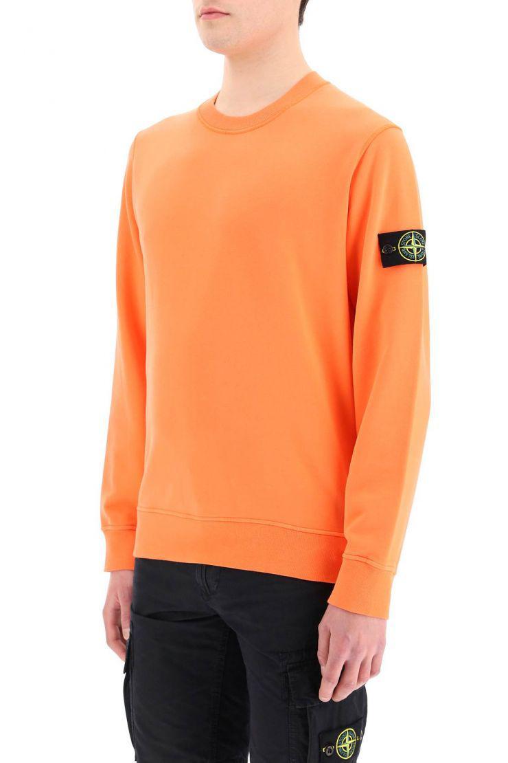 Stone Island Cotton Crew Neck Sweatshirt in Orange for Men | Lyst Australia