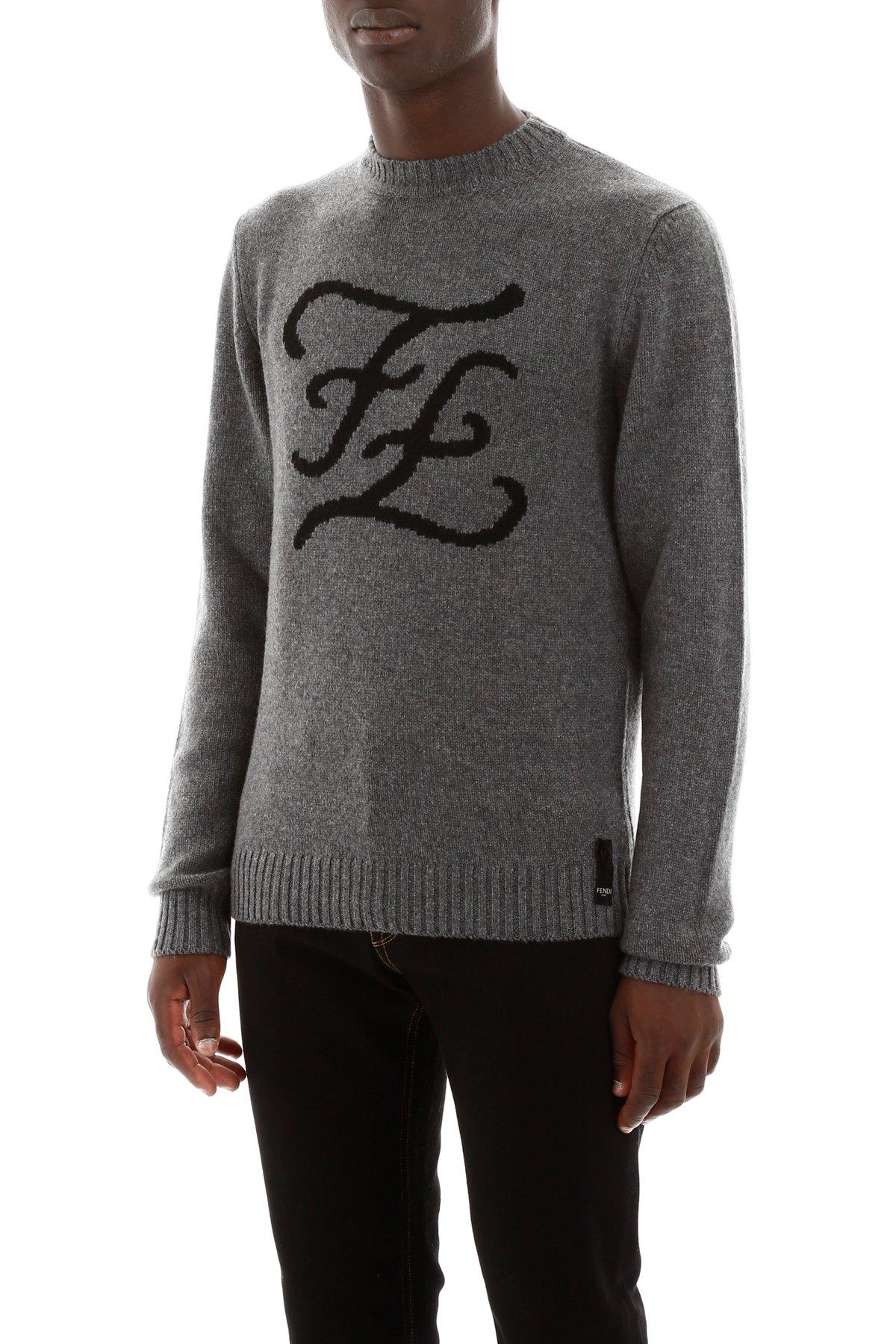 Fendi Cashmere Karligraphy Pullover in Grey (Gray) for Men - Save 29% ...