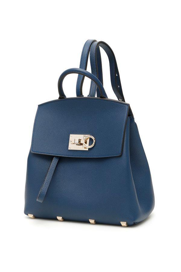 Ferragamo Leather Studio Backpack in Blue - Lyst