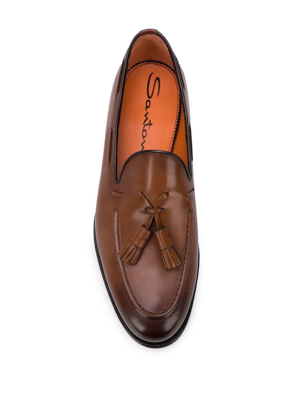 Santoni Leather Tassel Loafers in Brown for Men | Lyst