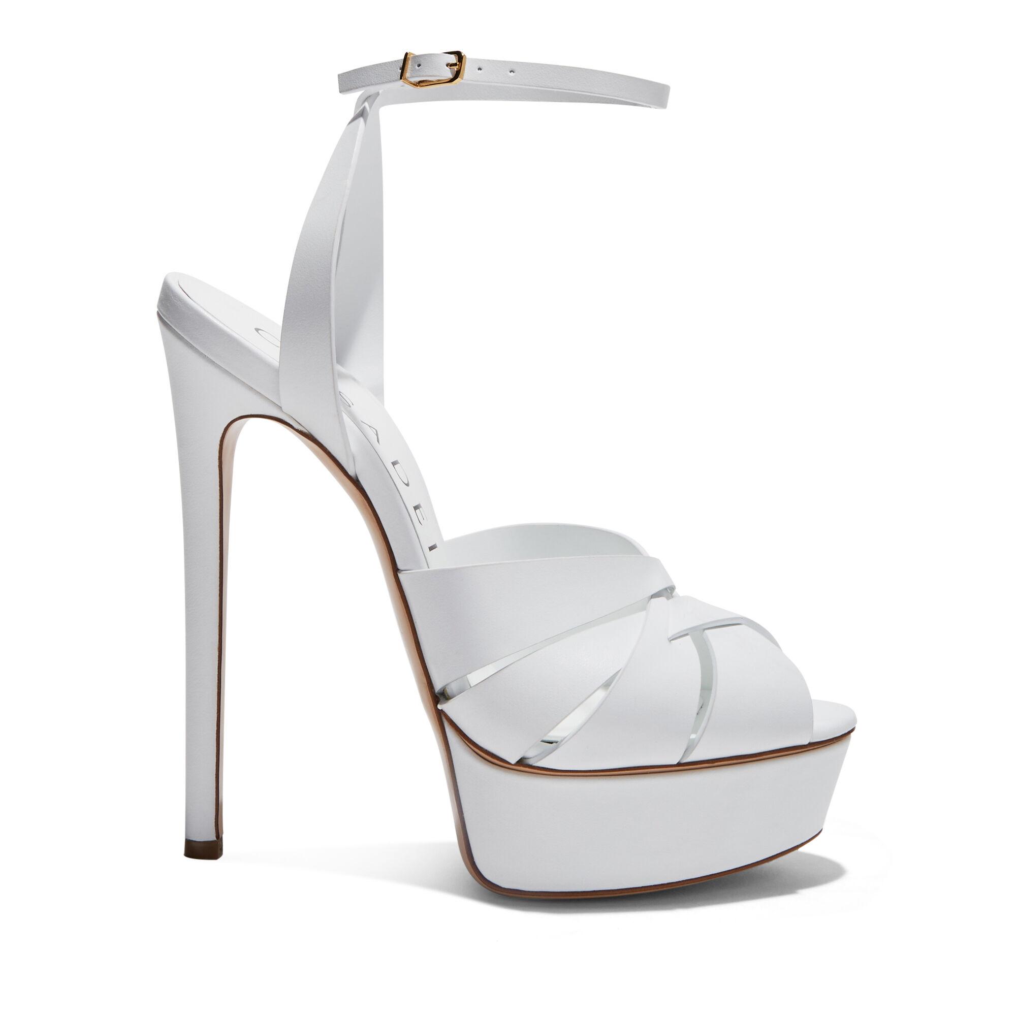 Casadei Joan Flora Platform Sandals in White | Lyst
