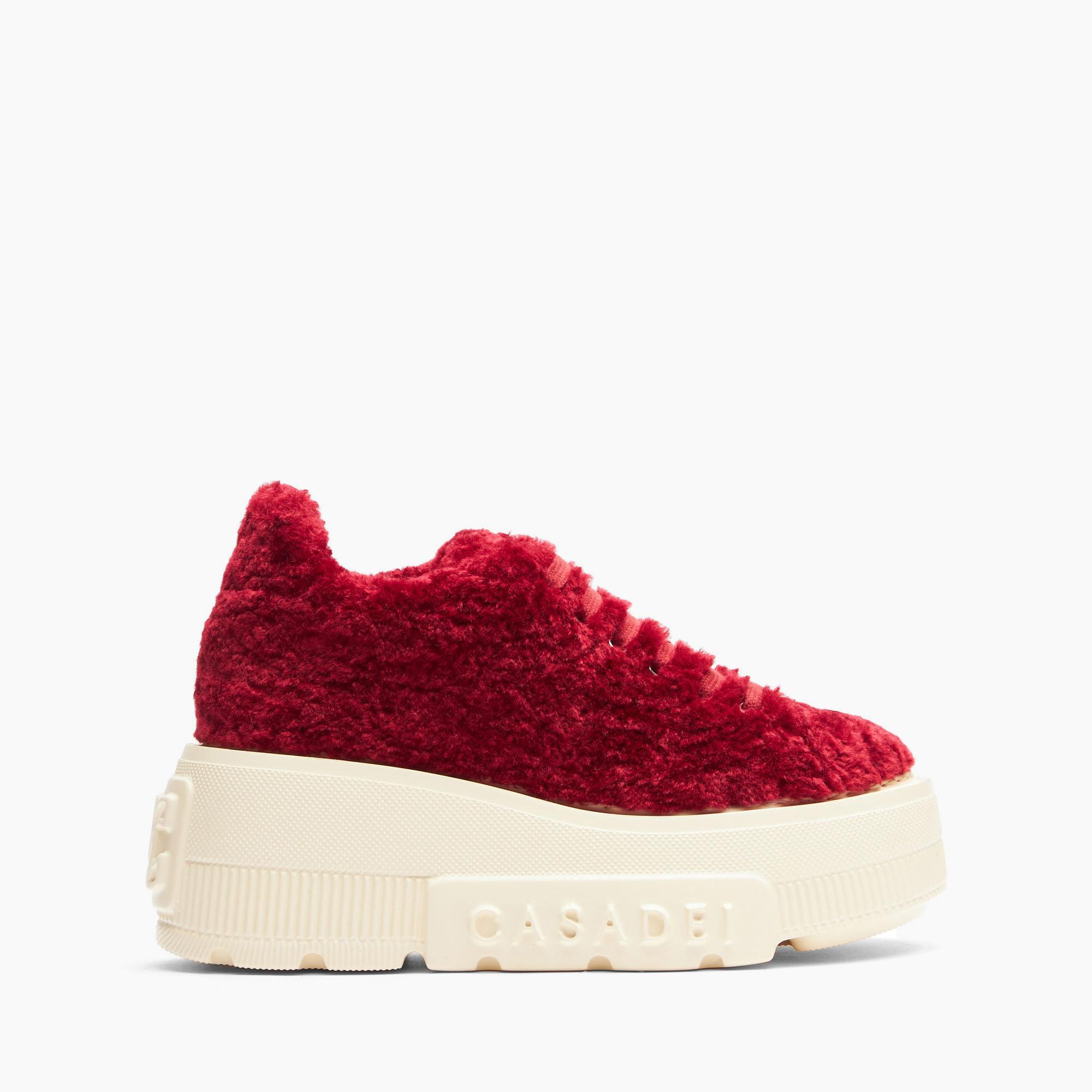 CASADEI★Nexus Senales Faux Fur Casadei Nexus Senales Faux Fur Sneakers in Red | Lyst