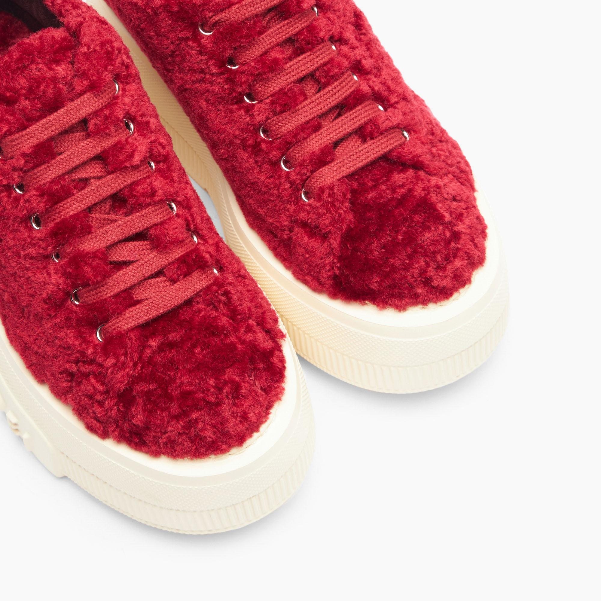 Casadei Nexus Senales Faux Fur Sneakers in Red | Lyst