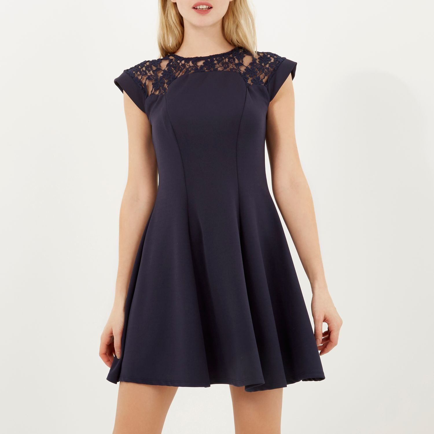 river island navy velvet dress