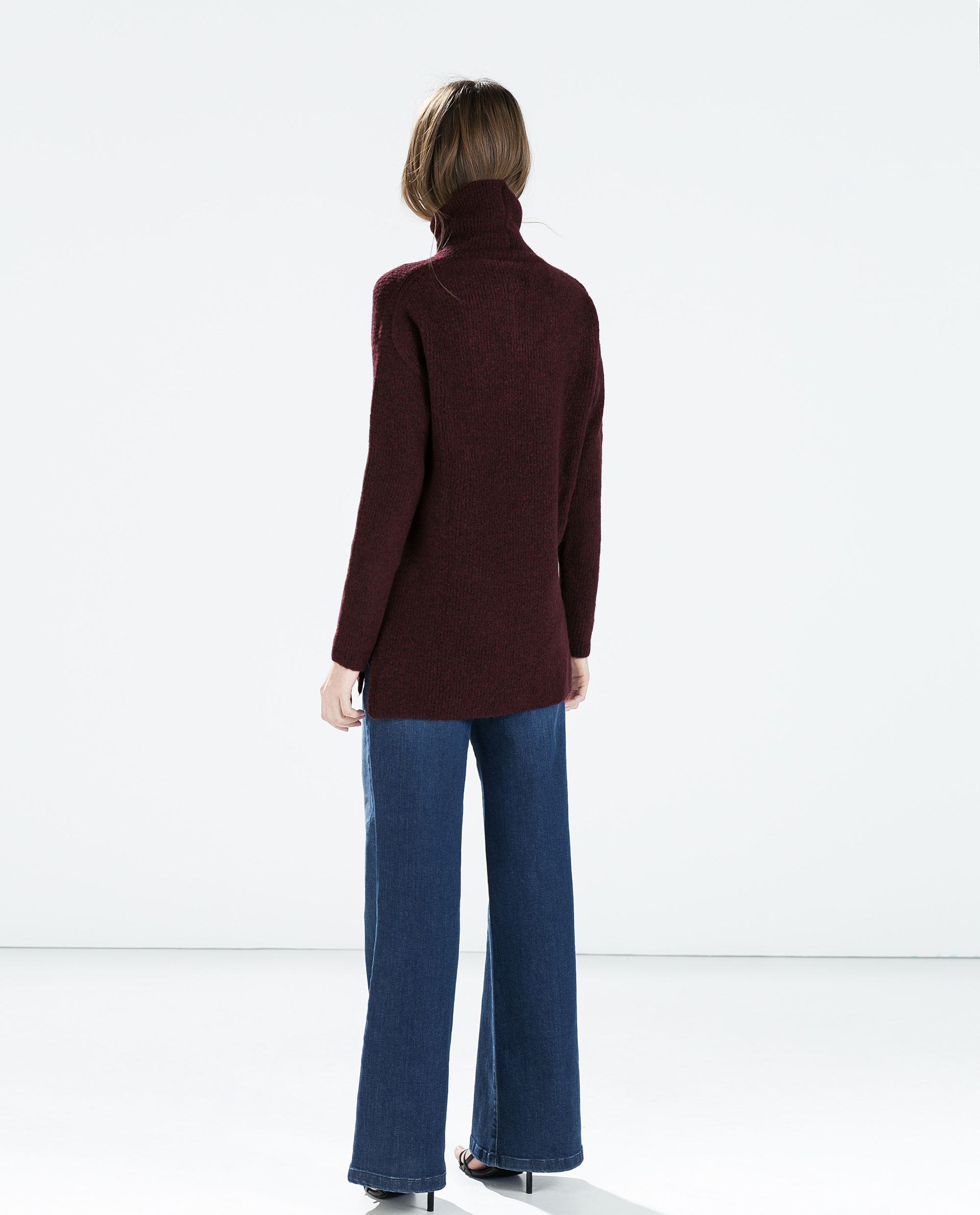 purple sweater dress zara