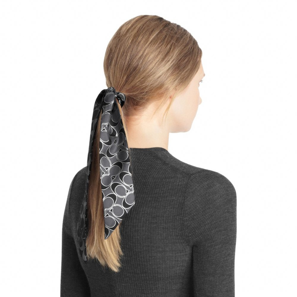 COACH Signature Metallic Ponytail Scarf in Black | Lyst