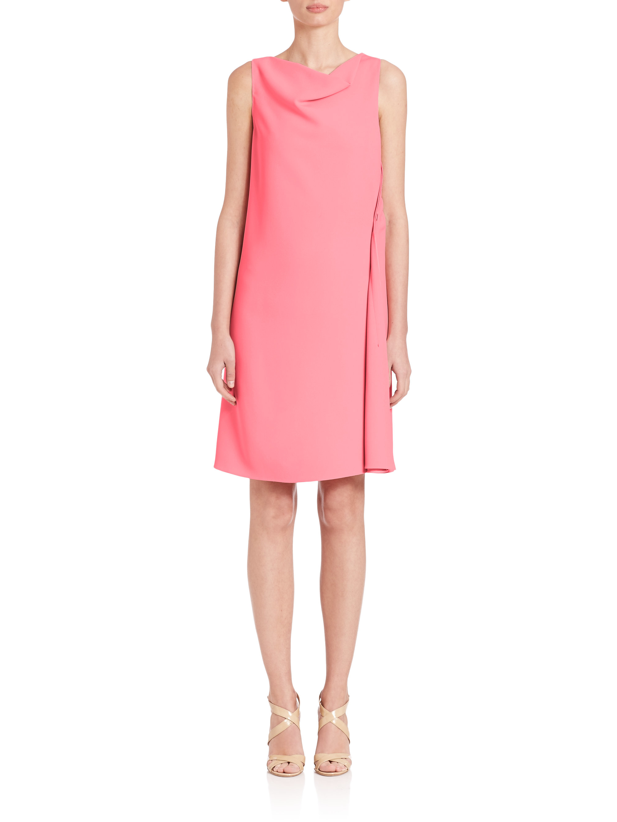 Lyst Calvin Klein Sleeveless Draped Stretchcady Dress in Pink